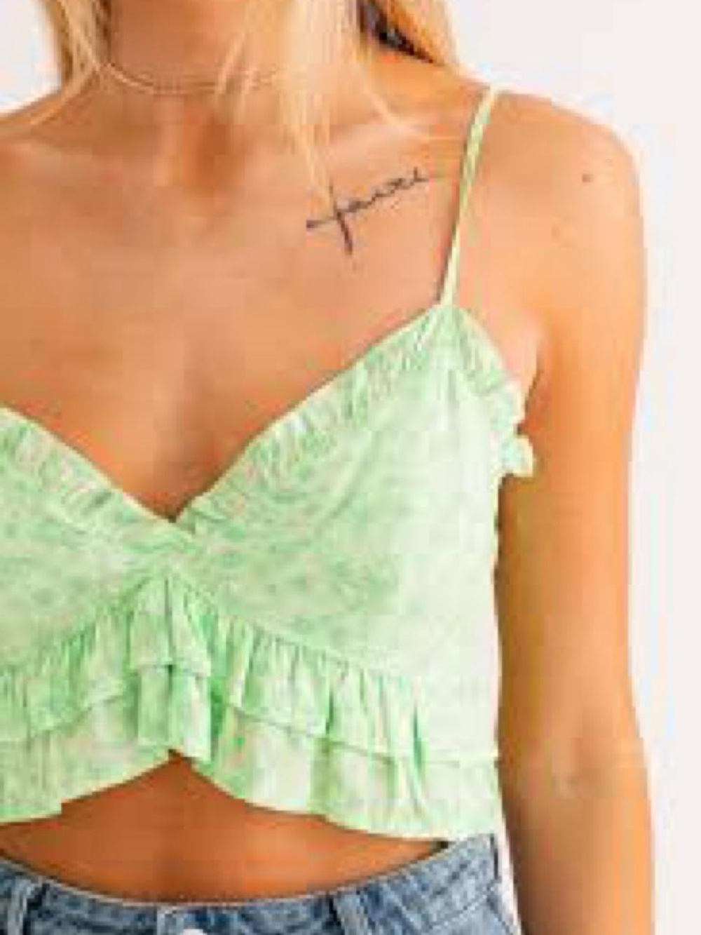 Esley Collection Mint Green Ruffle Crop Cami